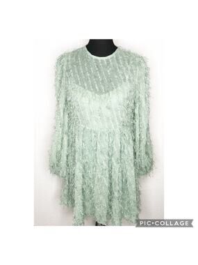 asos green feather dress ASOS EDITION pearl & sequin star faux feather hem mini dress in pastel green